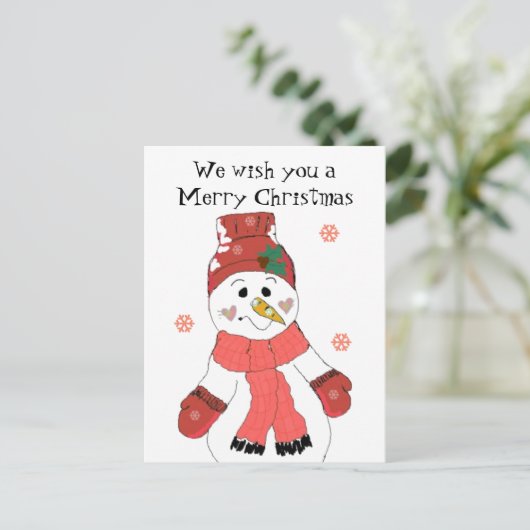 Snowman - Vrolijk kerstfeest Feestdagenkaart (Staand voorkant)