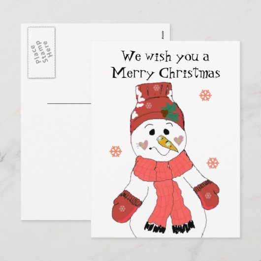 Snowman - Vrolijk kerstfeest Feestdagenkaart (Voorkant / Achterkant)