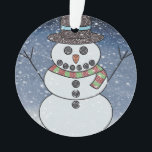 Snowman w/BG - Acryl Ornament<br><div class="desc">Snowman die eruit ziet alsof hij gehakt was met een sneeuwachtergrond.</div>