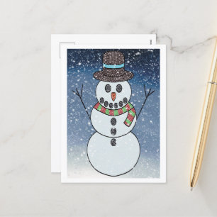 Snowman w/BG - Briefkaart