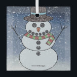 Snowman w/BG - Glazen Ornament<br><div class="desc">Snowman die eruit ziet alsof hij gehakt was met een sneeuwachtergrond.</div>