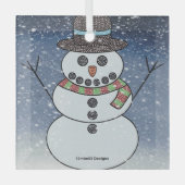 Snowman w/BG - Glazen Ornament (Voorkant)