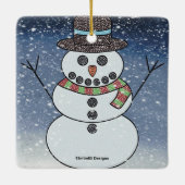 Snowman w/BG - Keramisch Ornament (Achterkant)