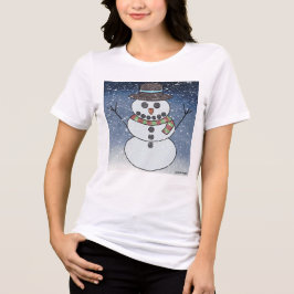Snowman w/BG (wit) - Vrouwen Tri-Blend Shirt