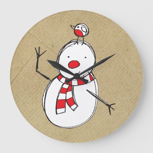 Snowman Wall Clock Grote Klok (Voorkant)