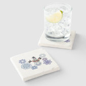 Snowman warm  stenen onderzetter (Zijkant)