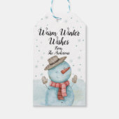 Snowman Warm Winter Wishes Gift Label Cadeaulabel (Voorkant)