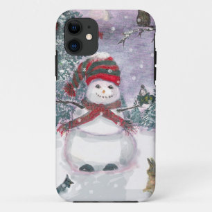Snowman Waterverf art iPhone 11 Hoesje