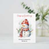 Snowman Waterverf Feestdagenkaart (Staand voorkant)