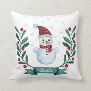 Snowman, Waterverf kerstmis Kussen