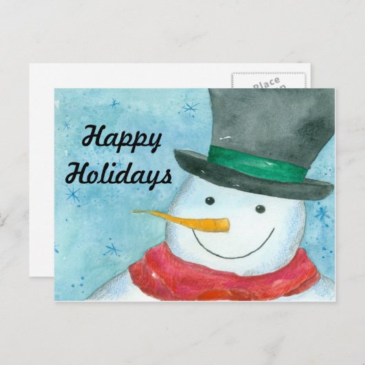 Snowman Waterverf Prettige feestdagen Art (Voorkant / Achterkant)