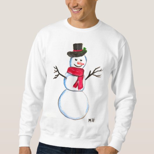 Snowman waterverf Retro Face Snowmen Winter schatt Trui (Voorkant)
