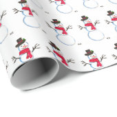 Snowman waterverf  retro xmas patroon cadeaupapier (Rol Hoek)