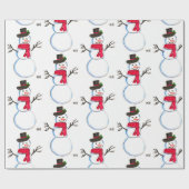 Snowman waterverf  retro xmas patroon cadeaupapier (Vlak)