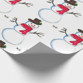 Snowman waterverf  retro xmas patroon cadeaupapier (Hoek)