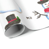 Snowman waterverf  retro xmas patroon cadeaupapier (Rol Hoek)