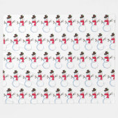 Snowman waterverf retro xmas patroon fleece deken (Voorkant (Horizontaal))