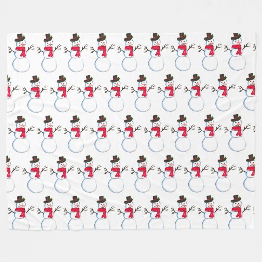 Snowman waterverf retro xmas patroon fleece deken (Voorkant (Horizontaal))