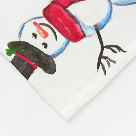 Snowman waterverf  retro xmas patroon fleece deken (Hoek)