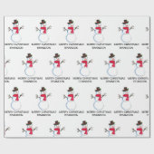 Snowman Waterverf  Retro Xmas Patroon Naam Cadeaupapier (Vlak)