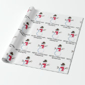 Snowman Waterverf  Retro Xmas Patroon Naam Cadeaupapier (Uitgerold)