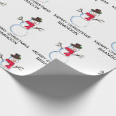 Snowman Waterverf  Retro Xmas Patroon Naam Cadeaupapier (Hoek)