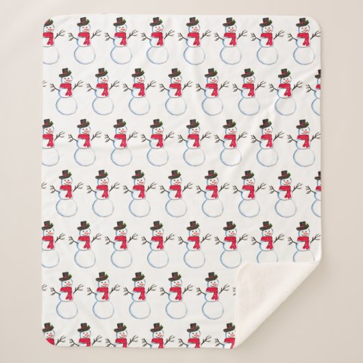 Snowman waterverf  retro xmas patroon sherpa deken (Voorkant)