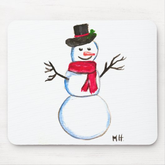 Snowman waterverf schilderde winter muismat (Voorkant)