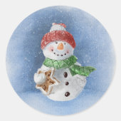 Snowman waterverf schilderij Klassieke ronde stick Sticker (Voorkant)