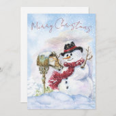 Snowman Waterverf Winter Kerstmis Feestdagenkaart (Voorkant / Achterkant)