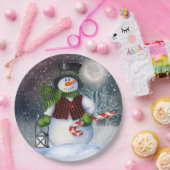 Snowman Waterverf Winter Kerstmis Papieren Bordje (Feest)