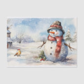 Snowman Waterverf Winter Kerstmis Tissuepapier (Voorkant)