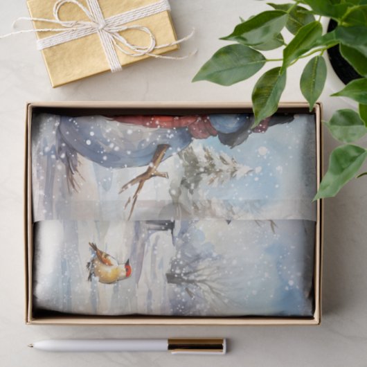 Snowman Waterverf Winter Kerstmis Tissuepapier (Geschenk)