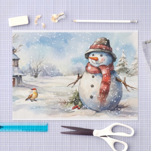 Snowman Waterverf Winter Kerstmis Tissuepapier (Craft)