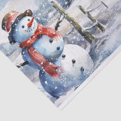 Snowman Waterverf Winter Kerstmis Tissuepapier (Detail)