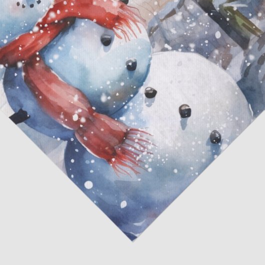 Snowman Waterverf Winter Kerstmis Tissuepapier (Detail)