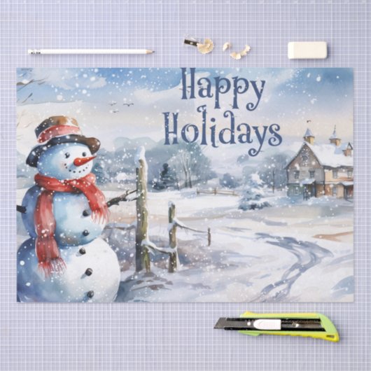 Snowman Waterverf Winter Kerstmis Tissuepapier (Craft)