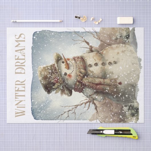 Snowman Waterverf Winter Kerstmis Tissuepapier (Craft)