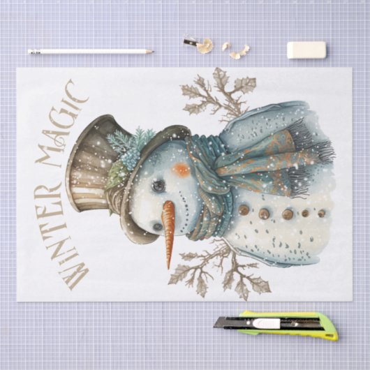 Snowman Waterverf Winter Kerstmis Tissuepapier (Craft)