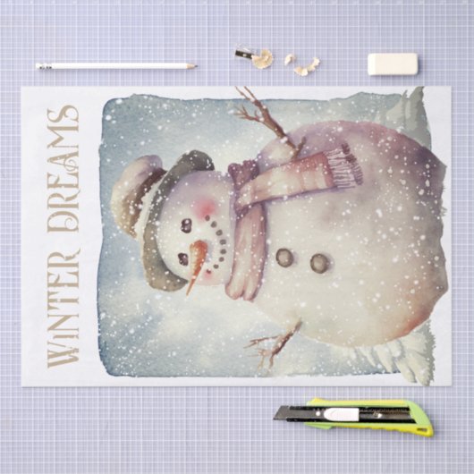 Snowman Waterverf Winter Kerstmis Tissuepapier (Craft)