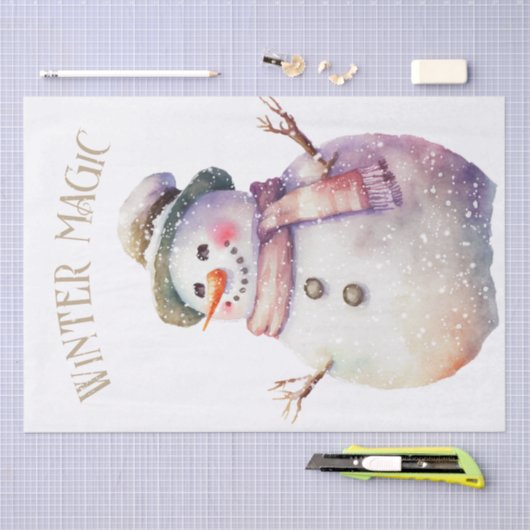 Snowman Waterverf Winter Kerstmis Tissuepapier (Craft)