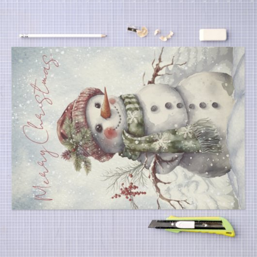 Snowman Waterverf Winterkerstcadeau Tissuepapier (Craft)