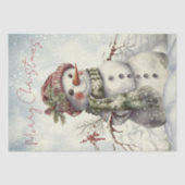 Snowman Waterverf Winterkerstcadeau Tissuepapier (Voorkant)