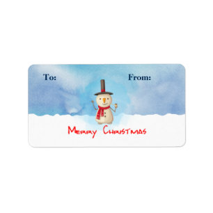 Snowman Waving Gift-Label voor prettige kerst Etiket