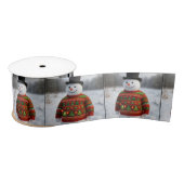 Snowman Wearing an Christmas Ugly Sweater Satijnen Lint (Spoel)