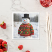 Snowman Wearing an Christmas Ugly Sweater Servet (Insitu)