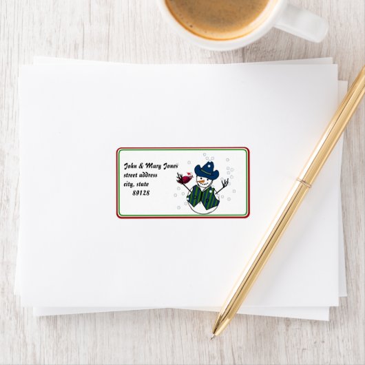 Snowman Wearing Cowboy Pet Etiket (Insitu)