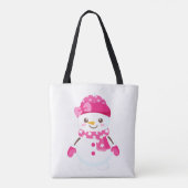 Snowman Wearing Pink Pet and Scarf Tote Bag (Achterkant)