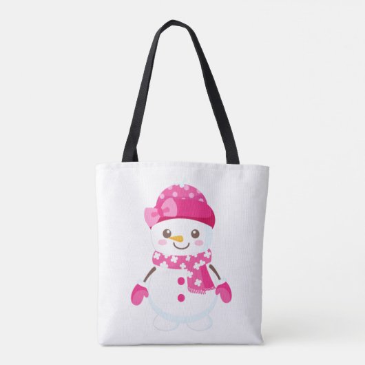 Snowman Wearing Pink Pet and Scarf Tote Bag (Achterkant)