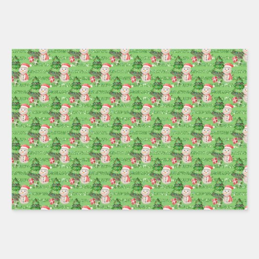 Snowman Wearing Santa Hat en Scarf Inpakpapier Vel (Voorkant)